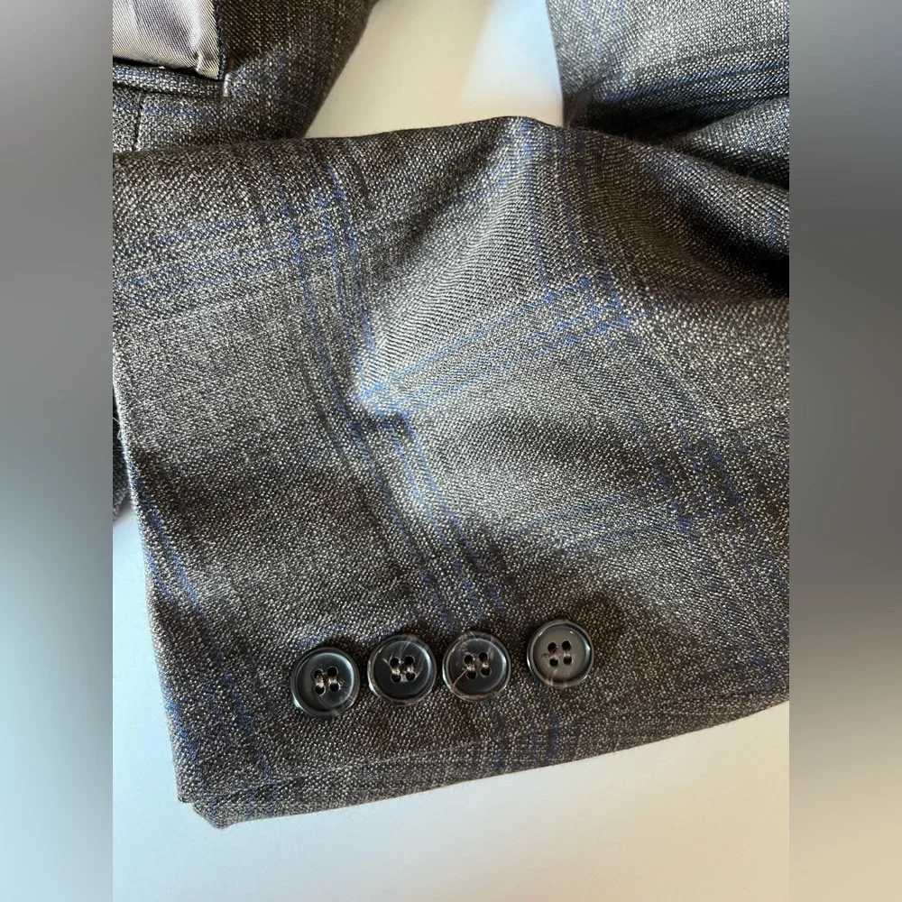 Men’s Ralph Lauren Blazer Suit Jacket Brown & Blue plaid Sports coat  Career 48L
